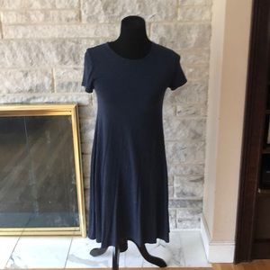blue, flowy, soft, tshirt dress